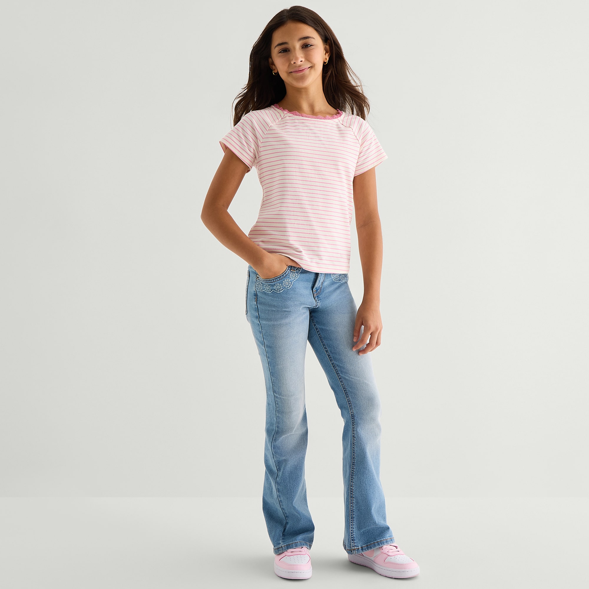 Thereabouts Little & Big Kid Girls Mid Rise Flare Leg Jean
