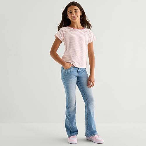 Thereabouts Little & Big Kid Girls Mid Rise Flare Leg Jean In Blue