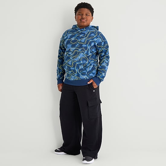 Xersion Little & Big Kid Boys Mid Rise Wide Leg Active Fleece Cargo Pant