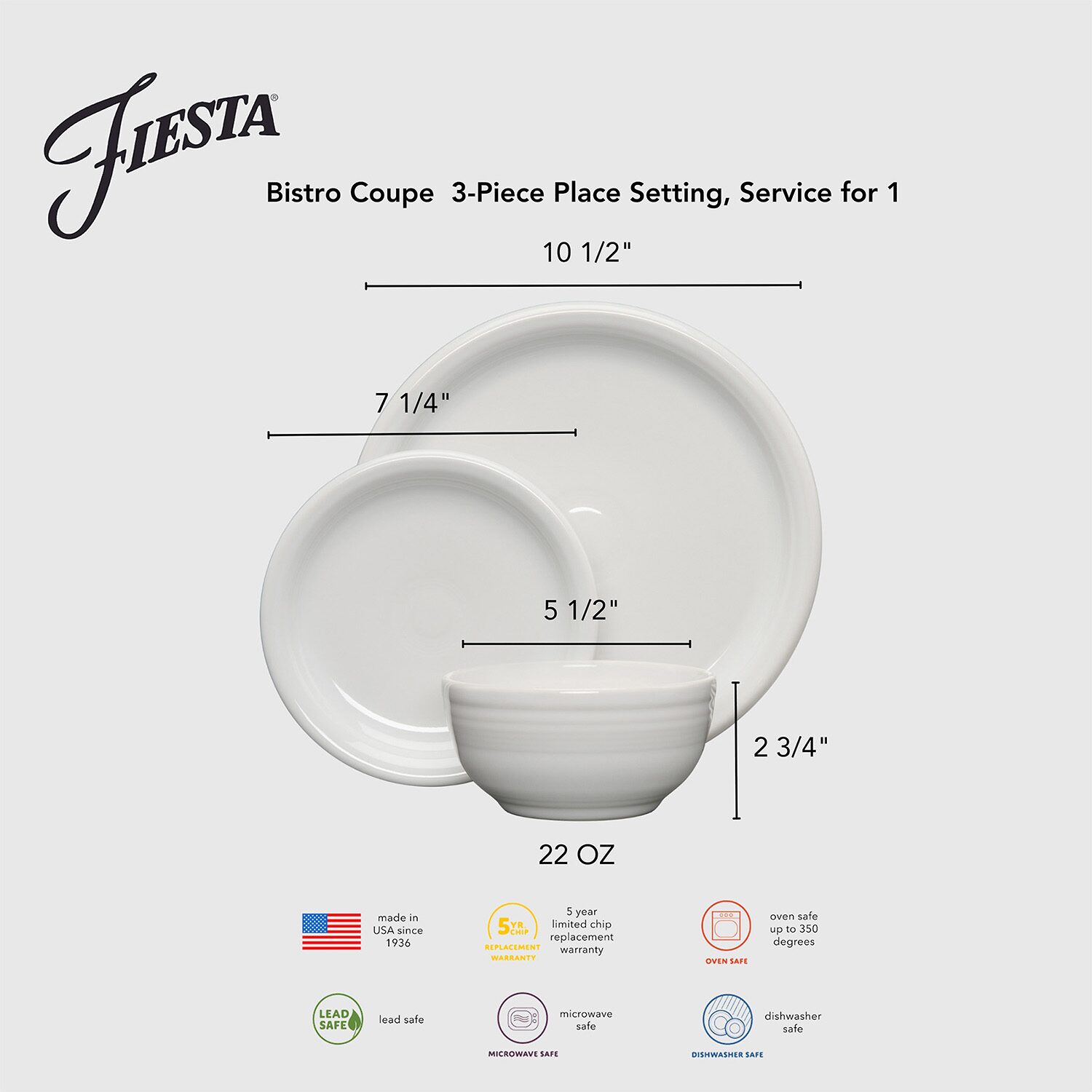 Fiesta Bistro 3-pc. Ceramic Dinnerware Set