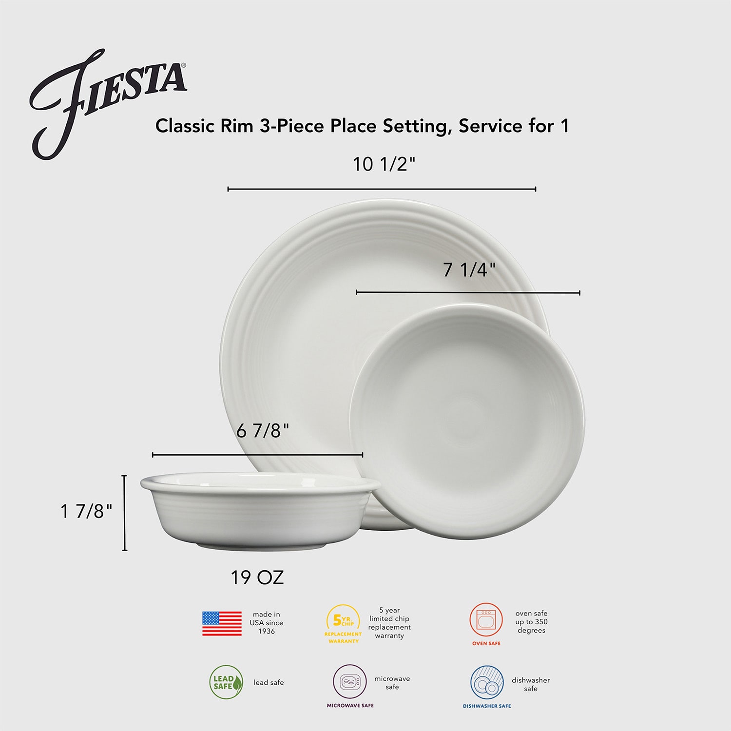 Fiesta Classic 3-pc. Ceramic Dinnerware Set