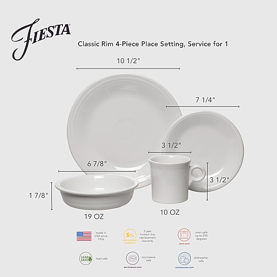 Fiesta Classic 4-pc. Ceramic Dinnerware Set