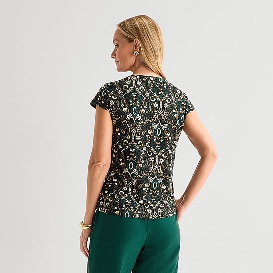 Black Label by Evan-Picone Womens Cowl Neck Short Sleeve Blouse