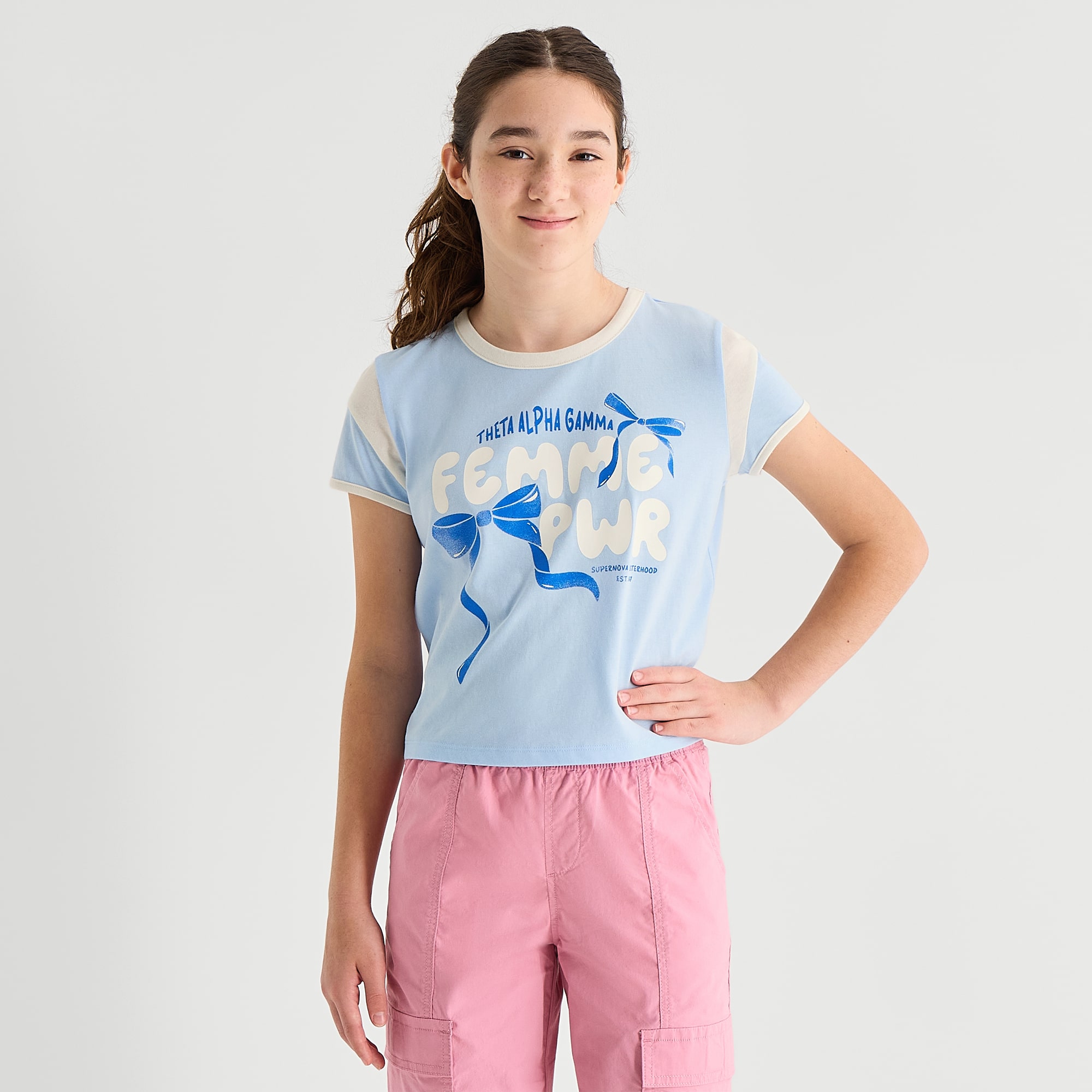Thereabouts Little & Big Kid Girls Crew Neck Short Sleeve Regular Fit Graphic T-Shirt