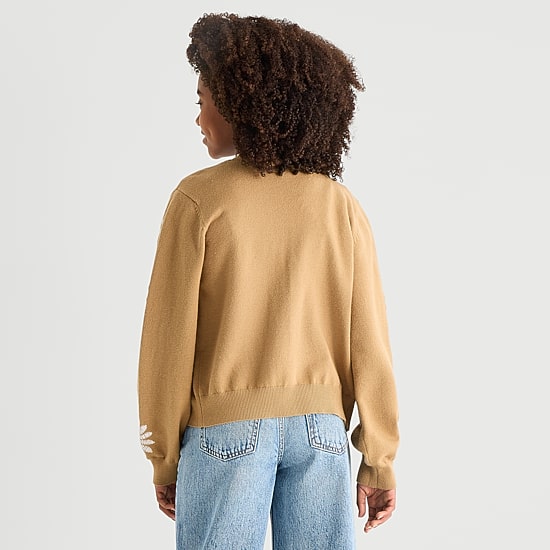 Thereabouts Little & Big Kid Girls V Neck Long Sleeve Button Cardigan