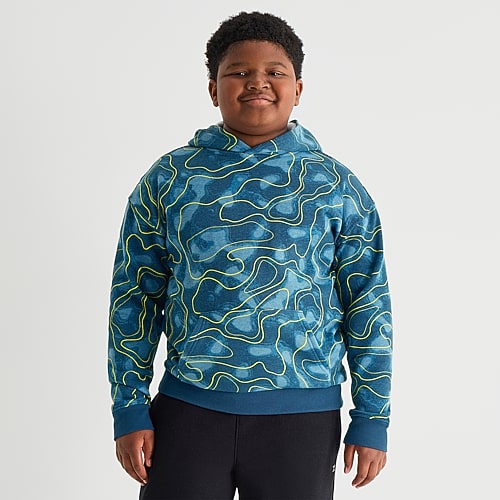 Xersion Little & Big Kid Boys Long Sleeve Fleece Active Hoodie, Small (8), Blue