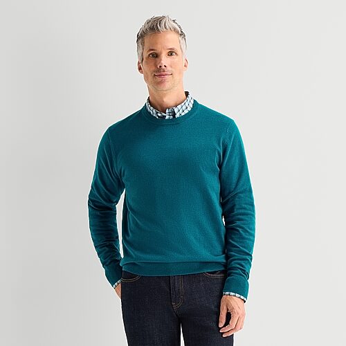 St. John's Bay Fine Gauge Mens Crew Neck Long Sleeve Pullover Sweater In Blue