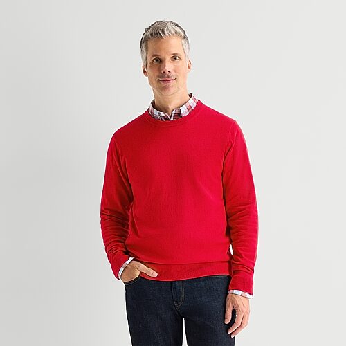 St. John's Bay Fine Gauge Mens Crew Neck Long Sleeve Pullover Sweater In Red