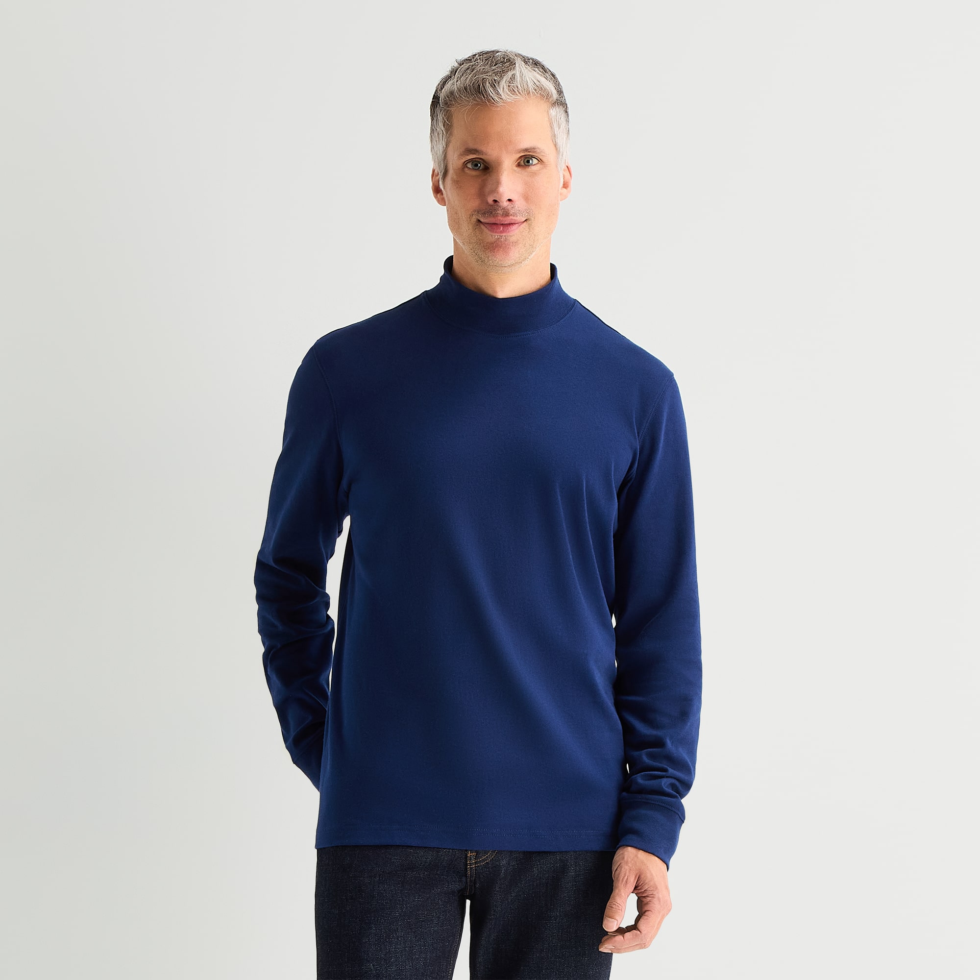 St. John's Bay Interlock Mens Long Sleeve Mock Neck Top