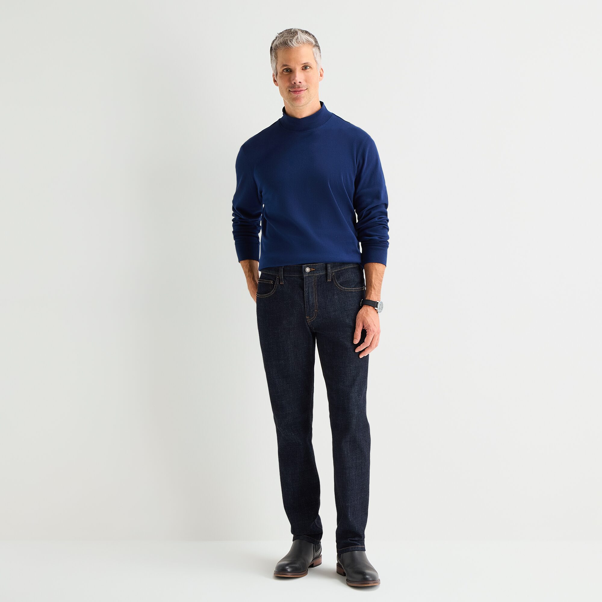 St. John's Bay Interlock Mens Long Sleeve Mock Neck Top