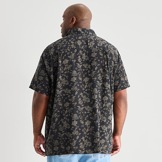 mutual weave Mens Short Sleeve Big and Tall Camp Shirt