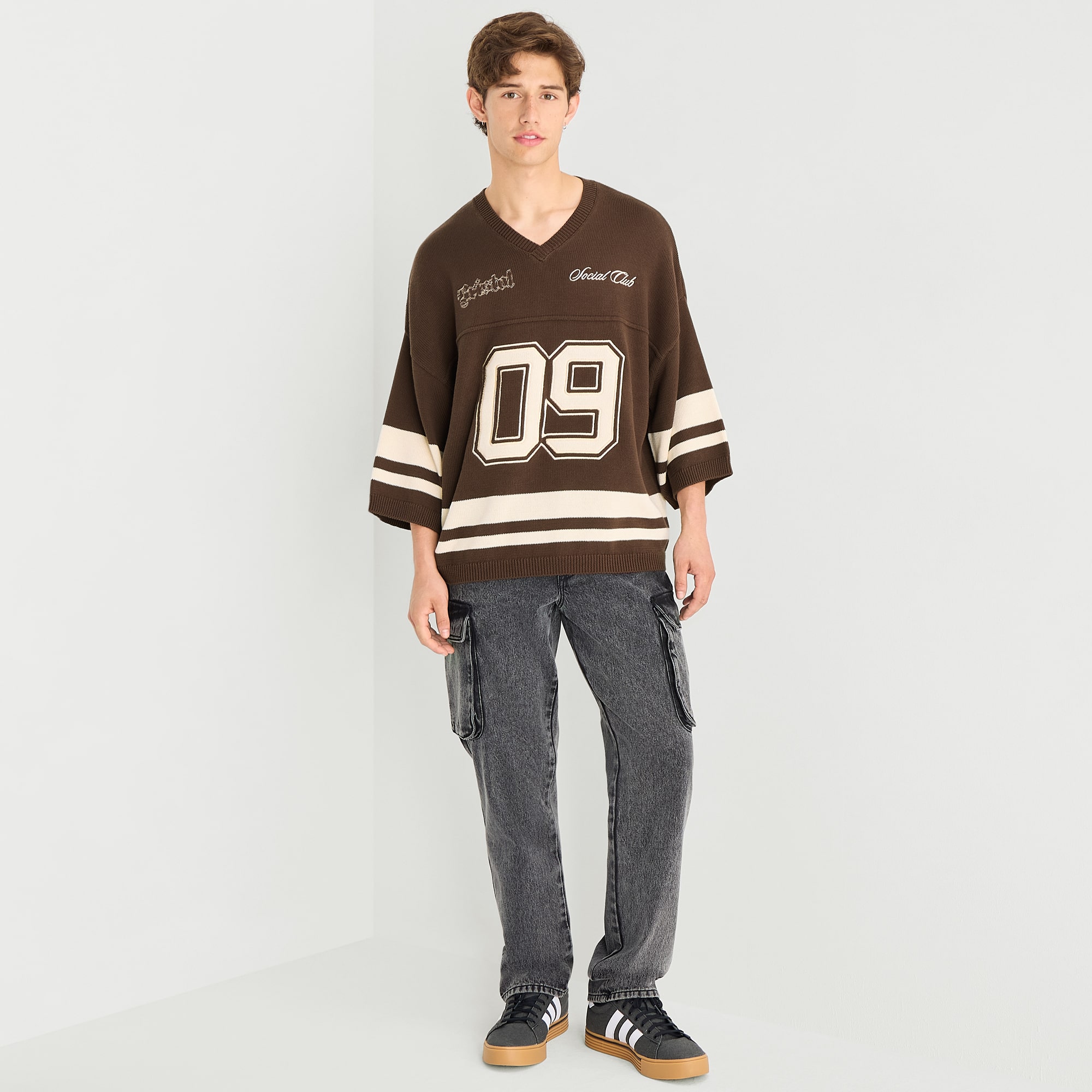 Arizona Mens V Neck Short Sleeve Pullover Sweater