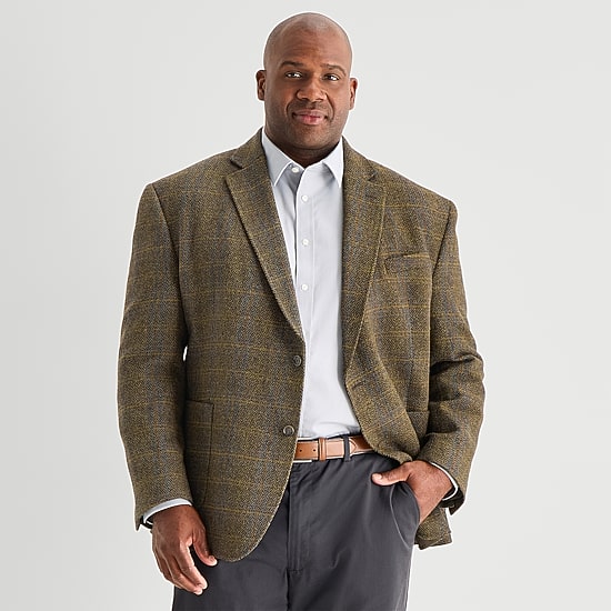 Stafford Mens Big and Tall Plaid Classic Fit Sport Coat