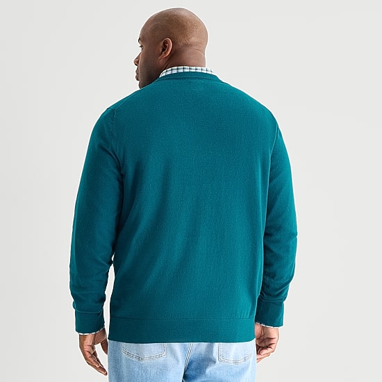 St. John's Bay Fine Gauge Big and Tall Mens V Neck Long Sleeve Pullover Sweater