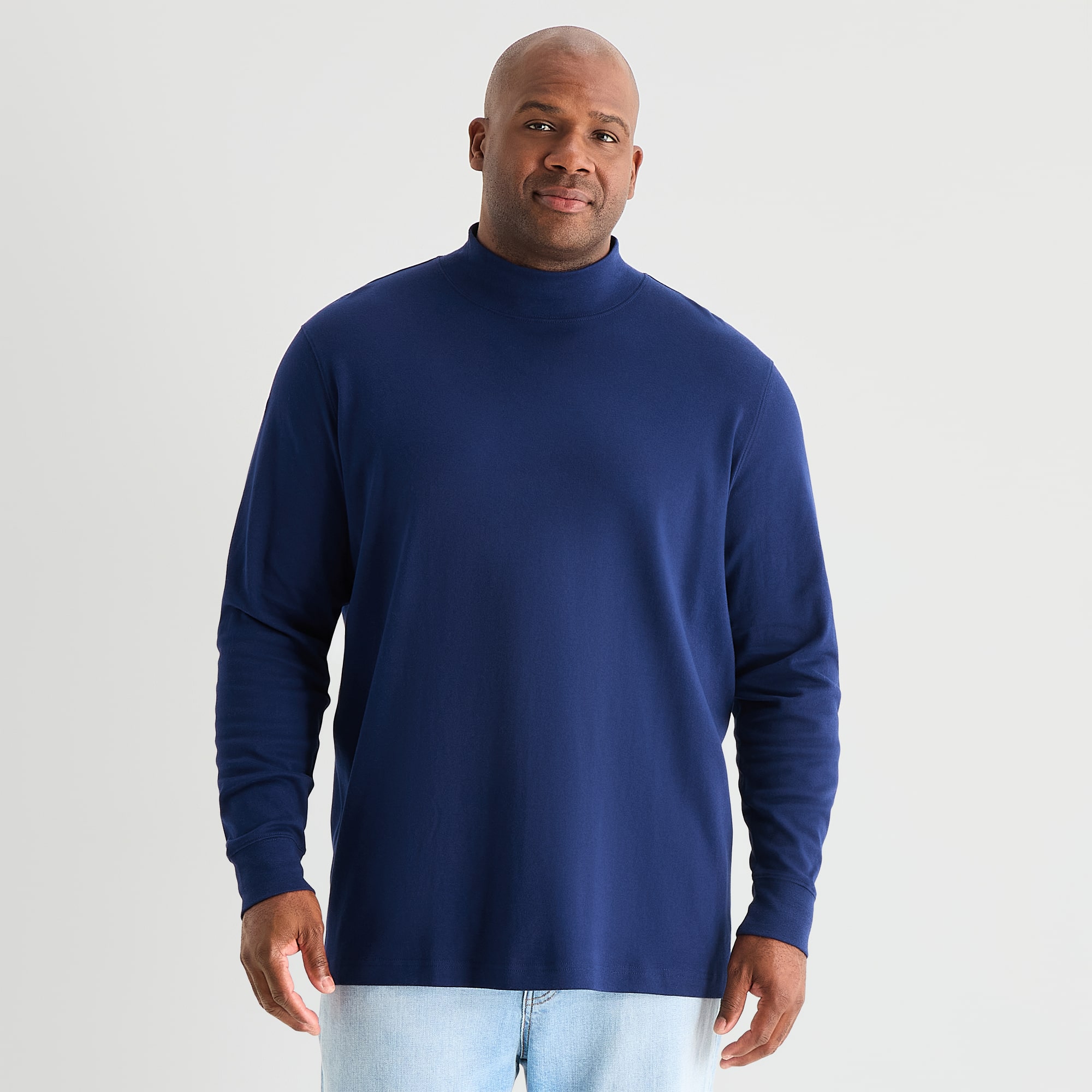 St. John's Bay Interlock Mens Long Sleeve Big and Tall Mock Neck Top