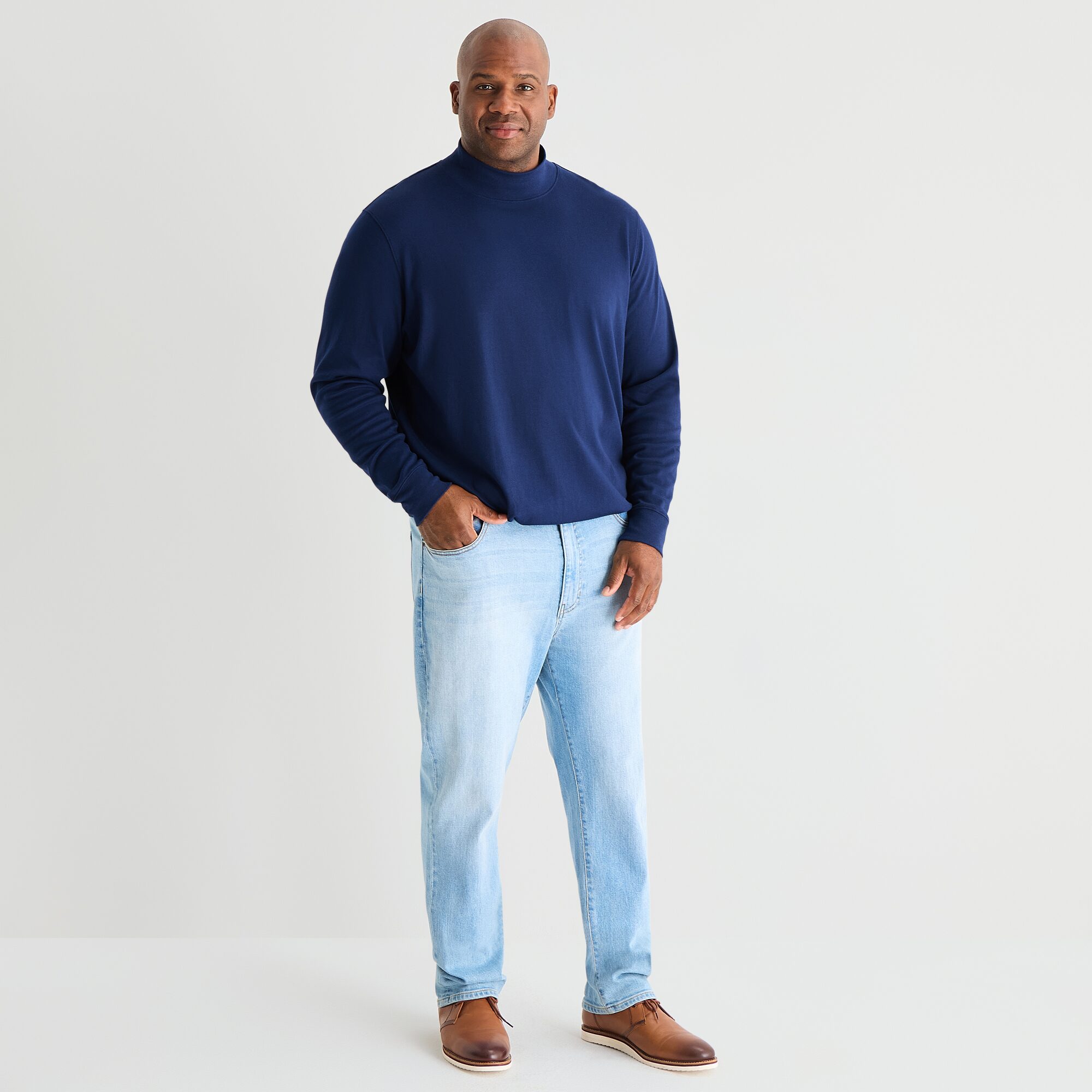 St. John's Bay Interlock Mens Long Sleeve Big and Tall Mock Neck Top