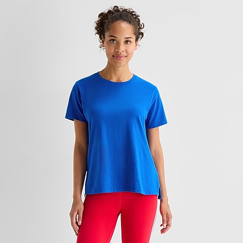 Xersion Womens Crew Neck Short Sleeve Active T-shirt In Blue