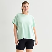 Xersion Womens Cotton Crew Neck Short Sleeve T-Shirt Plus