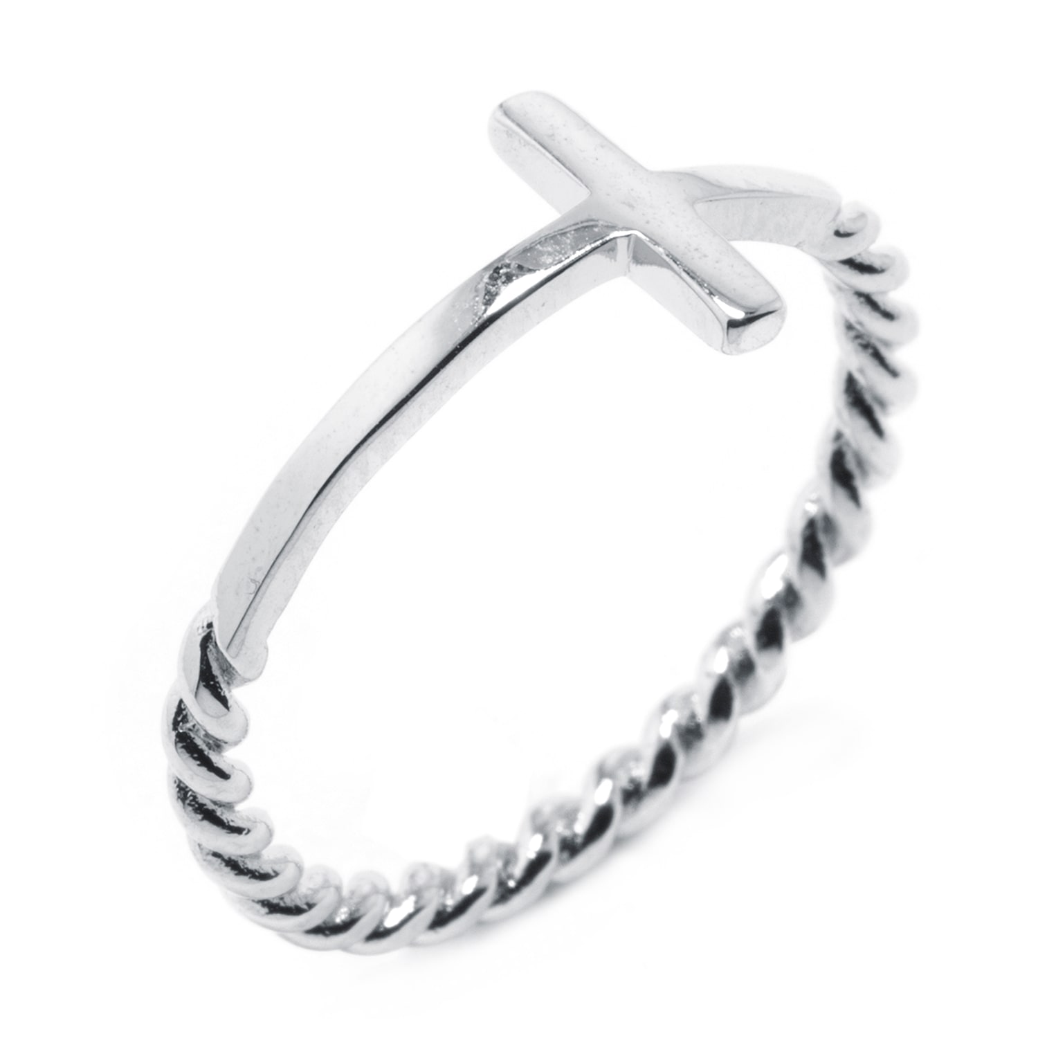 Silver Treasures Womens 2MM Sterling Cross Band