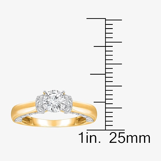 (I / I1) Womens 2 CT. T.W. Lab Grown White Diamond 10K Gold or 14K Gold Round Side Stone Engagement Ring