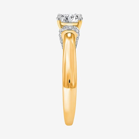(I / I1) Womens 2 CT. T.W. Lab Grown White Diamond 10K Gold or 14K Gold Round Side Stone Engagement Ring