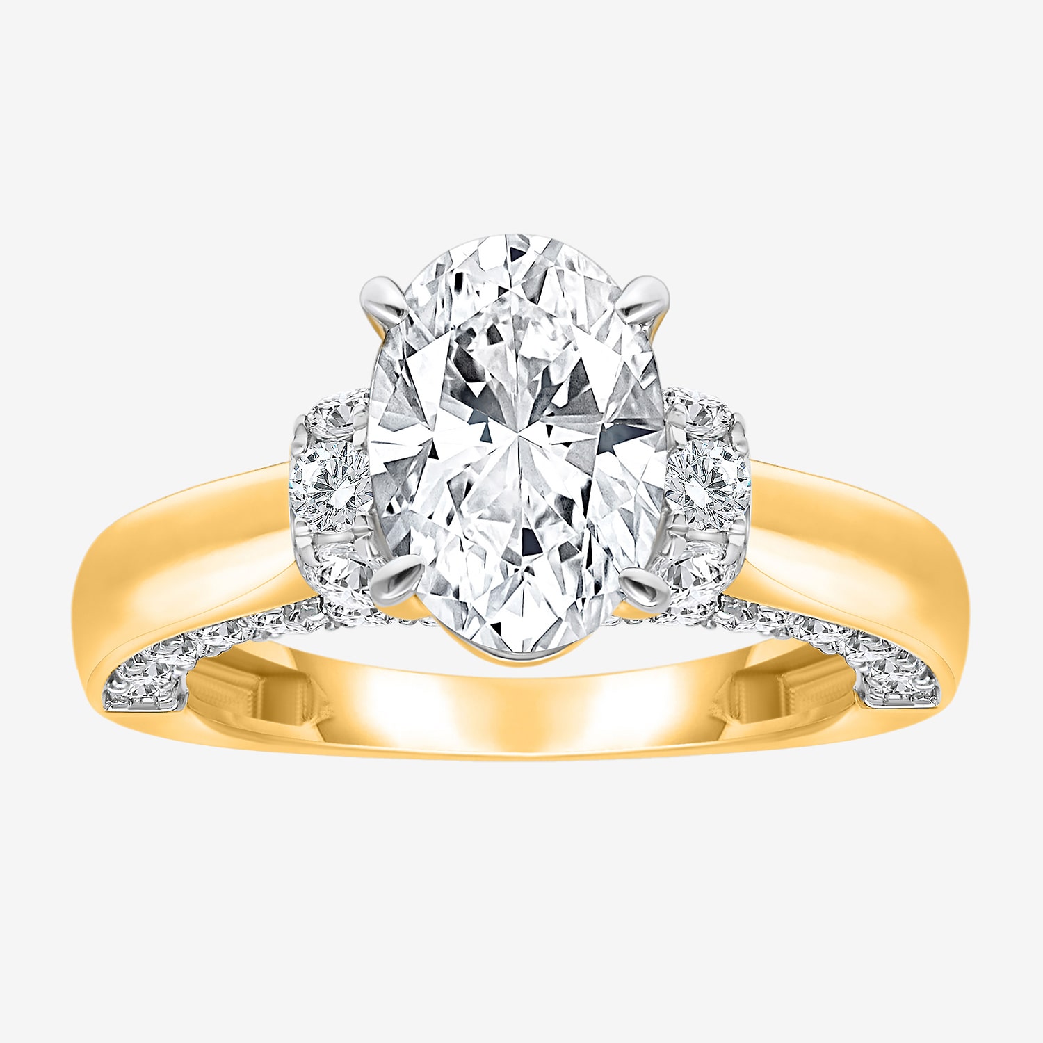 (I / I1) Womens 3 CT. T.W. Lab Grown White Diamond 10K Gold or 14K Gold Oval Solitaire Engagement Ring