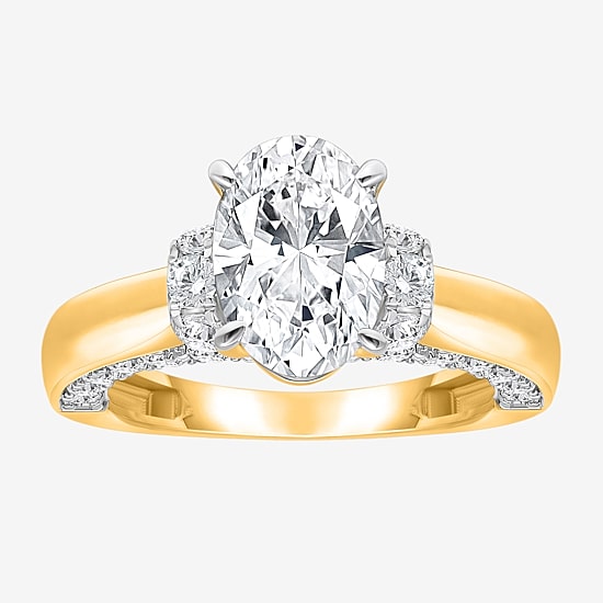 (I / I1) Womens 3 CT. T.W. Lab Grown White Diamond 10K Gold or 14K Gold Oval Solitaire Engagement Ring