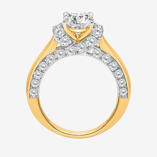 (I / I1) Womens 3 CT. T.W. Lab Grown White Diamond 10K Gold or 14K Gold Oval Solitaire Engagement Ring