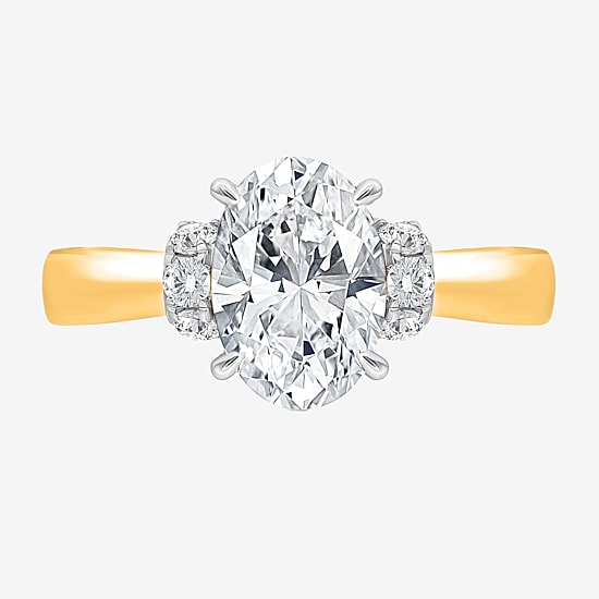 (I / I1) Womens 3 CT. T.W. Lab Grown White Diamond 10K Gold or 14K Gold Oval Solitaire Engagement Ring