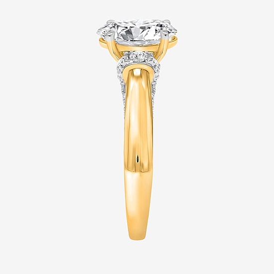 (I / I1) Womens 3 CT. T.W. Lab Grown White Diamond 10K Gold or 14K Gold Oval Solitaire Engagement Ring