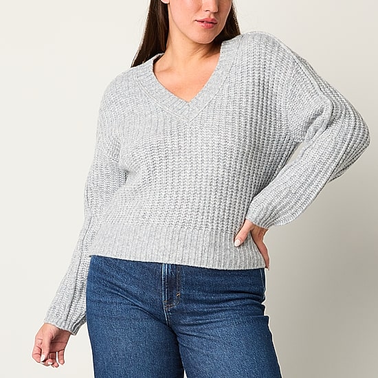 a.n.a Womens V Neck Long Sleeve Pullover Sweater