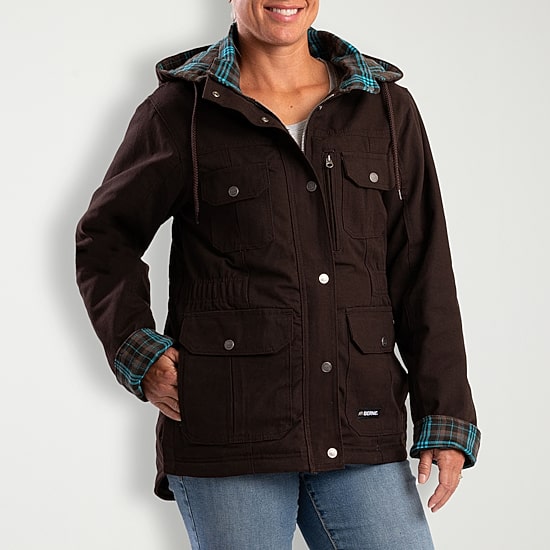Berne Softstone Quilted Barn Womens Hooded Midweight Plus Tall Work Jacket