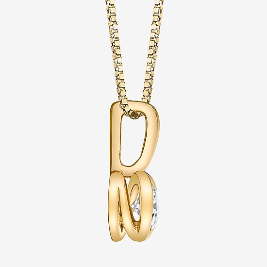 Womens 1/10 CT. Natural White Diamond 14K Gold Round 18 Inch Pendant Necklace