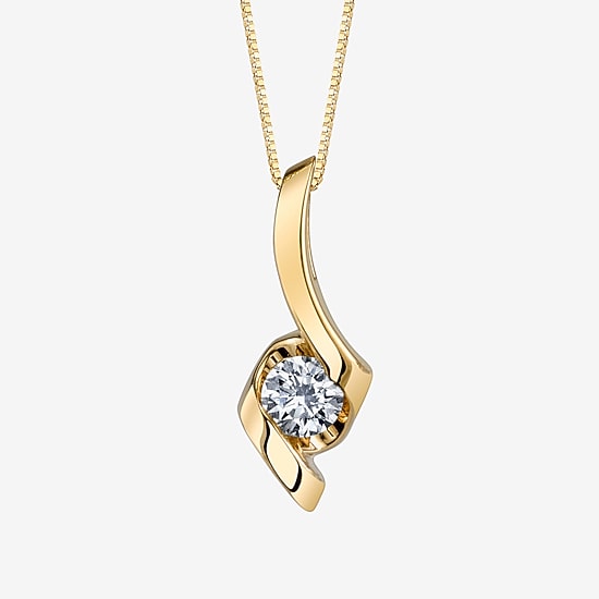 Womens Diamond Accent Natural White Diamond 14K Gold Pendant Necklace