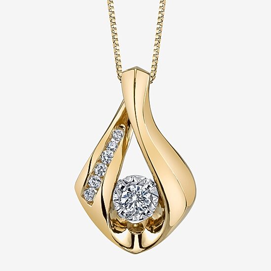 Womens 1/4 CT. T.W. Natural White Diamond 10K Gold 18 Inch Pendant Necklace