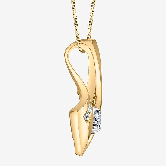Womens 1/4 CT. T.W. Natural White Diamond 10K Gold 18 Inch Pendant Necklace