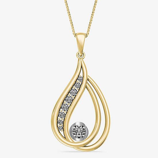 Womens 1/3 CT. T.W. Natural White Diamond 14K Gold 18 Inch Pendant Necklace