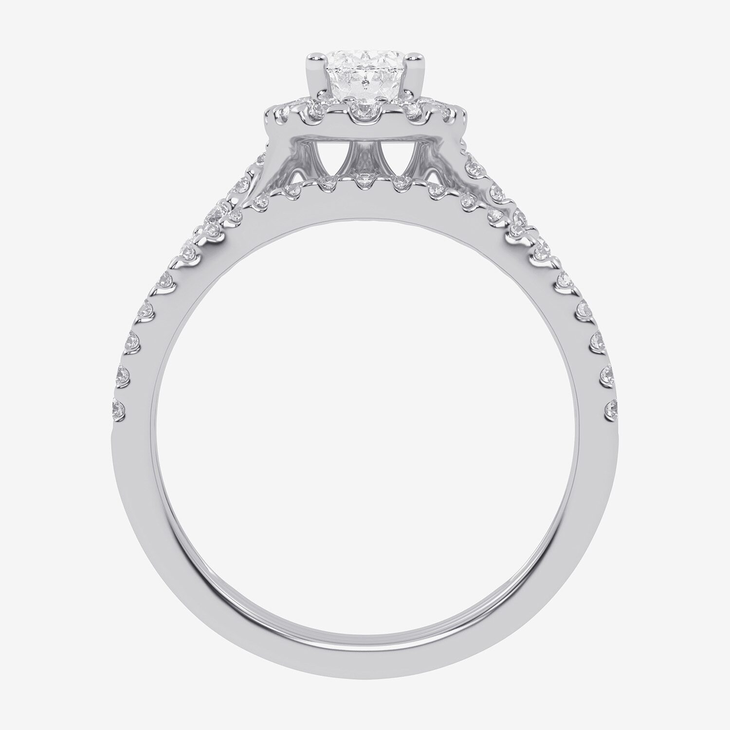 (G / Vs2-Si1) Womens 1 CT. T.W. Lab Grown White Diamond 14K Gold Oval Side Stone Halo Engagement Ring