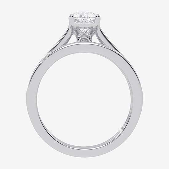 (G / Vs2-Si1) Womens 1 1/2 CT. T.W. Lab Grown White Diamond 10K White Gold Pear Side Stone Bridal Set