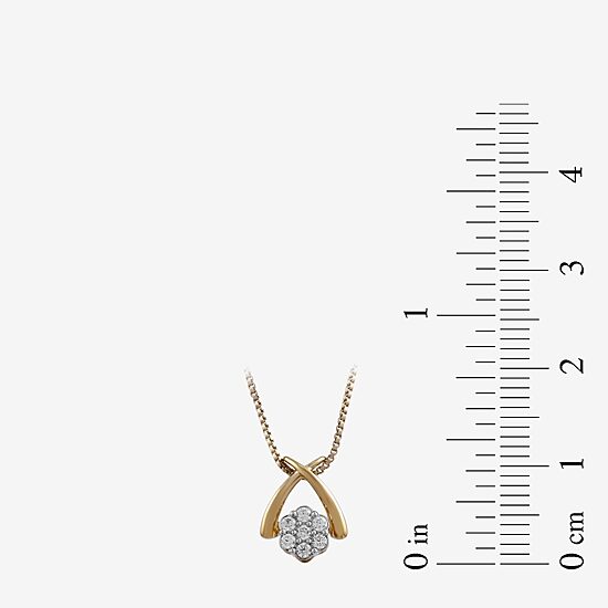 Diamond Blossom Womens 1/10 CT. T.W. Lab Grown White Diamond 14K Gold Over Silver Flower 18 Inch Pendant Necklace