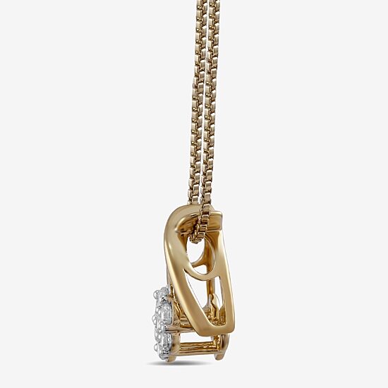 Diamond Blossom Womens 1/10 CT. T.W. Lab Grown White Diamond 14K Gold Over Silver Flower 18 Inch Pendant Necklace