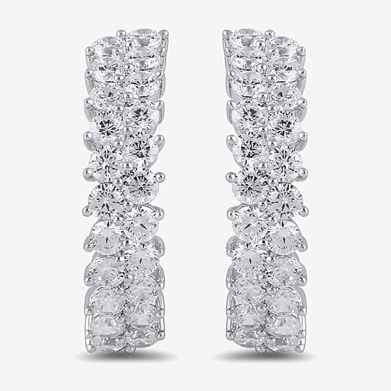 Womens 2 CT. T.W. Lab Grown White Diamond Sterling Silver 20.4mm Hoop Earrings