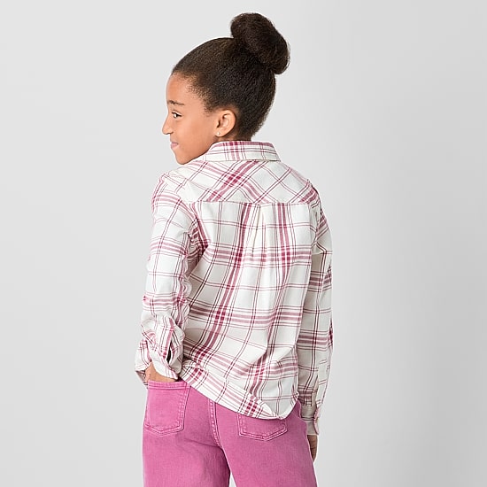 Thereabouts Little & Big Kid Girls Long Sleeve Cuffed Regular Fit Button-Down Shirt