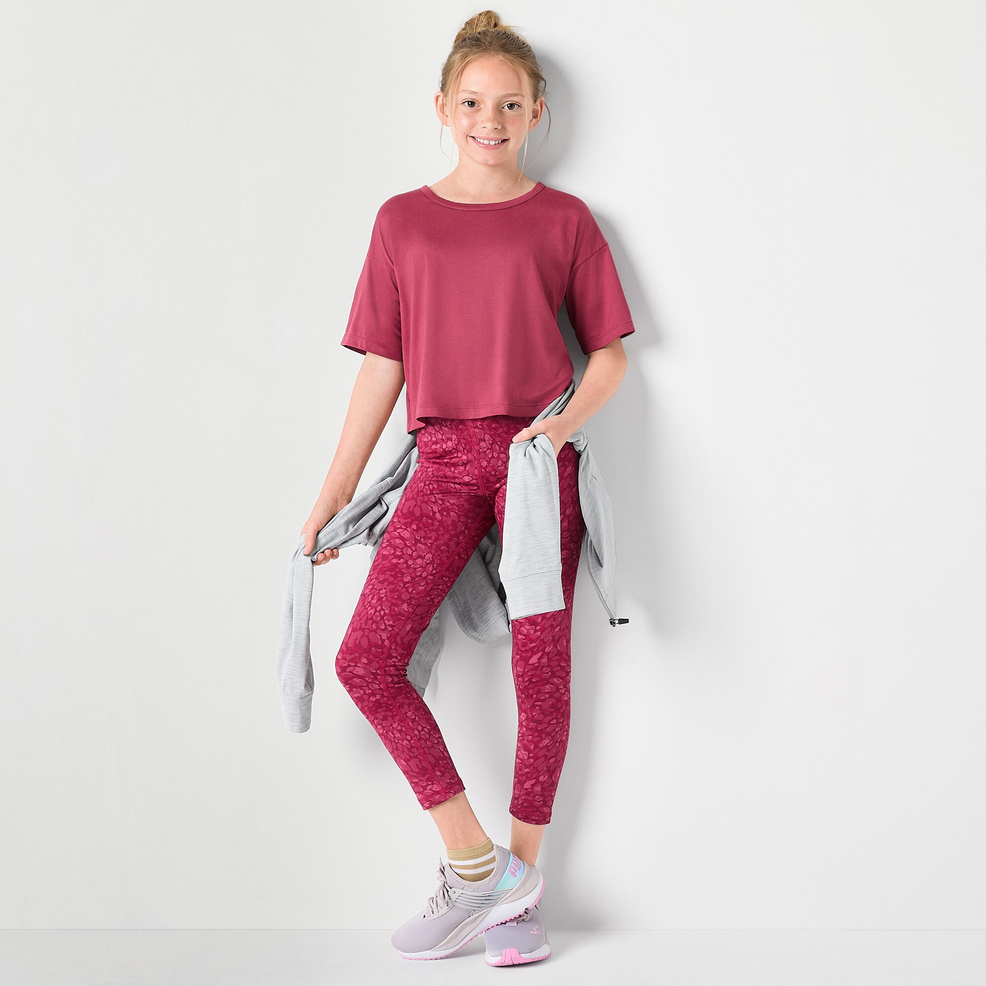 Xersion Little & Big Kid Girls Crew Neck Short Sleeve Active T-Shirt
