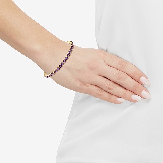 Limited Quantities! Womens Genuine Purple Amethyst 14K Gold 7 Inch Tennis Bracelet