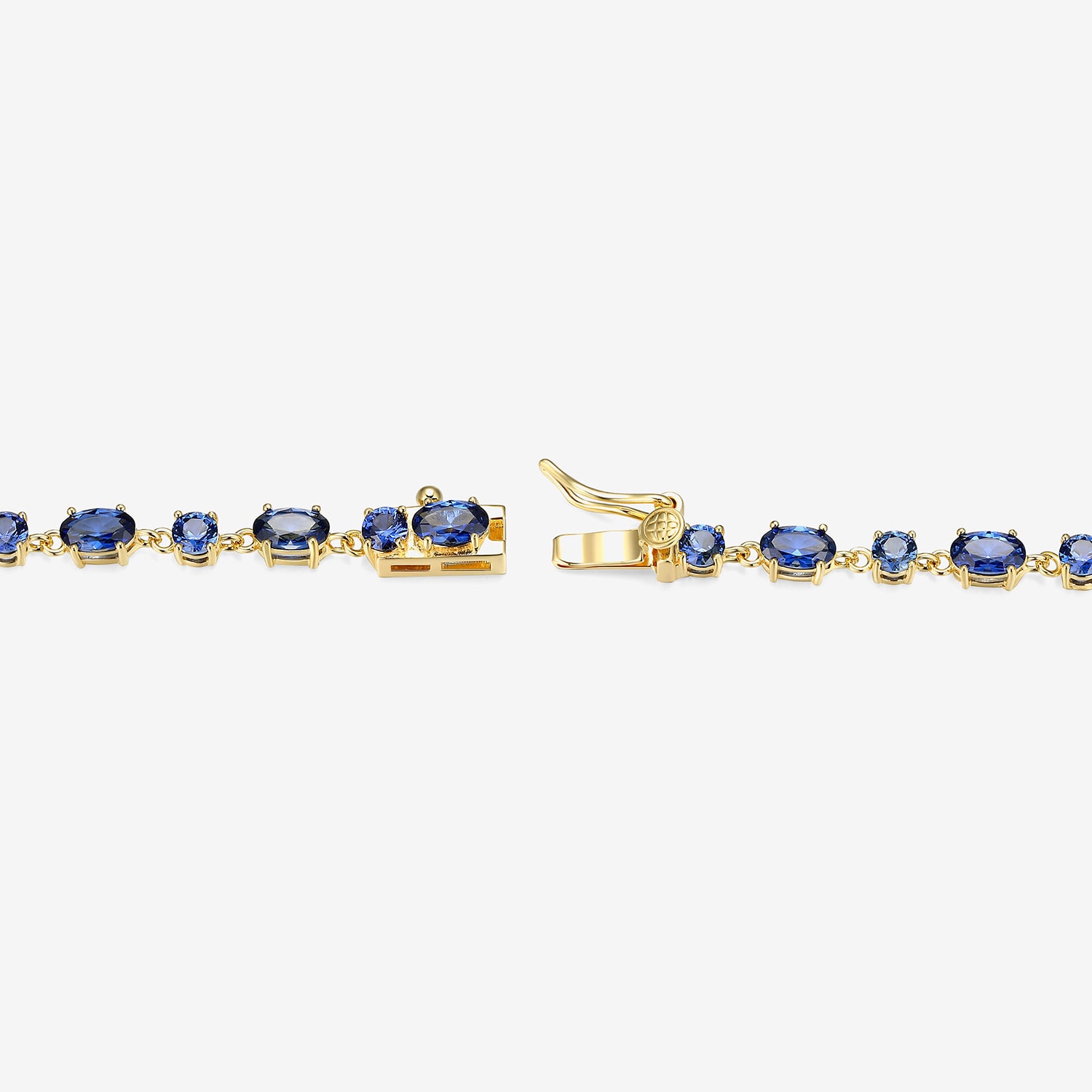 Womens Lab Created Sapphire 18K Gold Over Silver Oval 7.25 Inch Tennis Bracelet