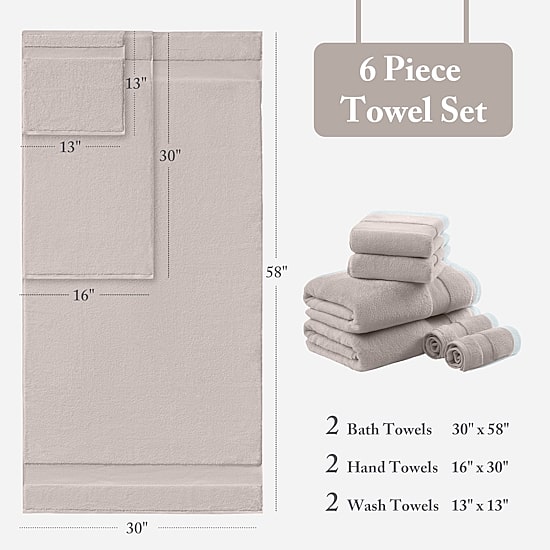 Madison Park Signature Turkish Oversized Cotton Solid 6-pc. Solid Bath Towel Set