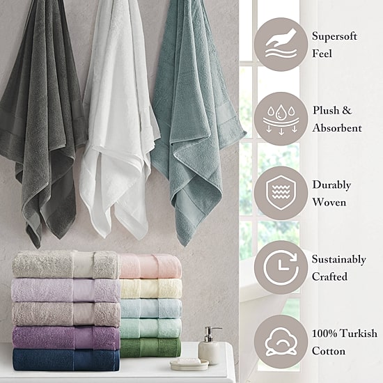 Madison Park Signature Turkish Oversized Cotton Solid 6-pc. Solid Bath Towel Set