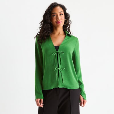 Bold Elements Womens Long Sleeve Satin Blouse