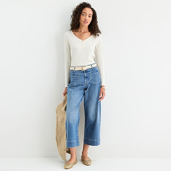 a.n.a Womens Henley Neck Long Sleeve T-Shirt